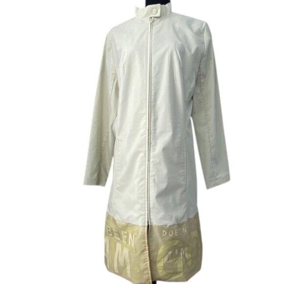 VINTAGE Street Style Pale Green Nylon Long Windbreaker Coat Medium - Picture 1 of 16